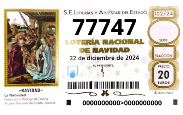 Décimo Lotería Navidad 2024 Granada 77747